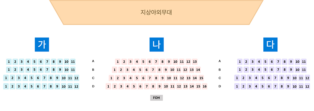 지상야외무대 및 가, 나, 다 좌석배치도
